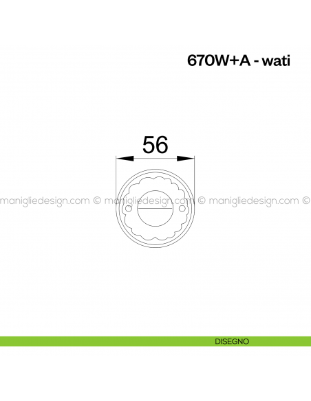 Nottolino per porta 670 Poggi Mariani su rosetta Wati disegno