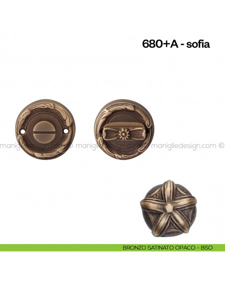 Nottolino per porta 680 Poggi Mariani su rosetta Sofia bronzo satinato opaco - BSO