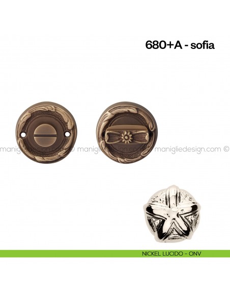 Nottolino per porta 680 Poggi Mariani su rosetta Sofia nickel lucido - ONV