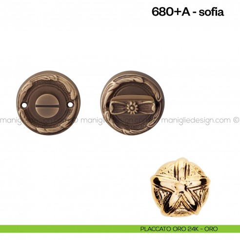 Nottolino per porta 680 Poggi Mariani su rosetta Sofia placcato oro 24K - ORO