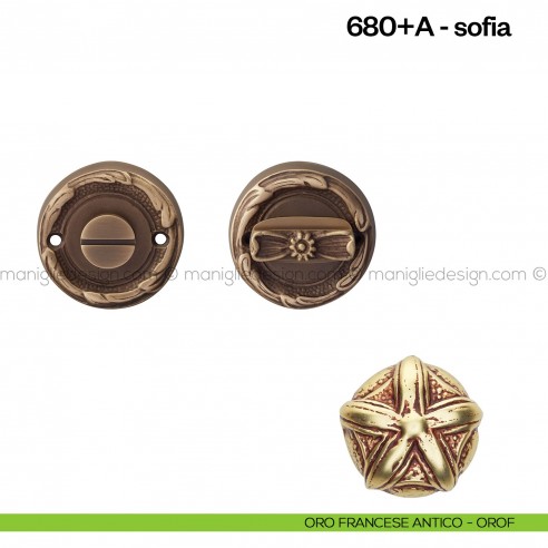 Nottolino per porta 680 Poggi Mariani su rosetta Sofia  oro francese antico - OROF