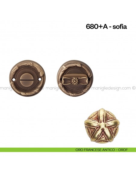 Nottolino per porta 680 Poggi Mariani su rosetta Sofia  oro francese antico - OROF