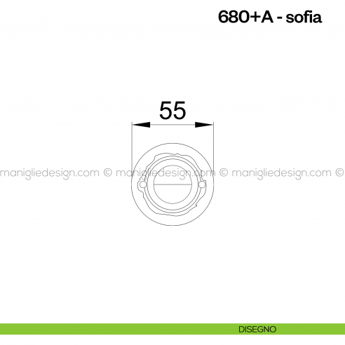 Nottolino per porta 680 Poggi Mariani su rosetta Sofia disegno