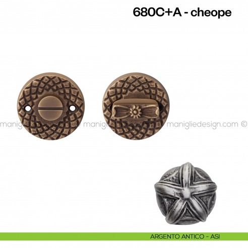 Nottolino per porta 680 Poggi Mariani su rosetta Cheope argento antico - ASI