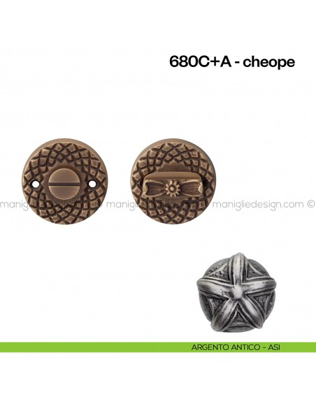 Nottolino per porta 680 Poggi Mariani su rosetta Cheope argento antico - ASI