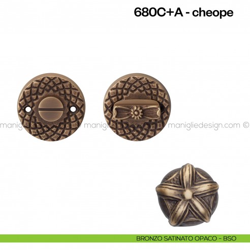 Nottolino per porta 680 Poggi Mariani su rosetta Cheope bronzo satinato opaco - BSO