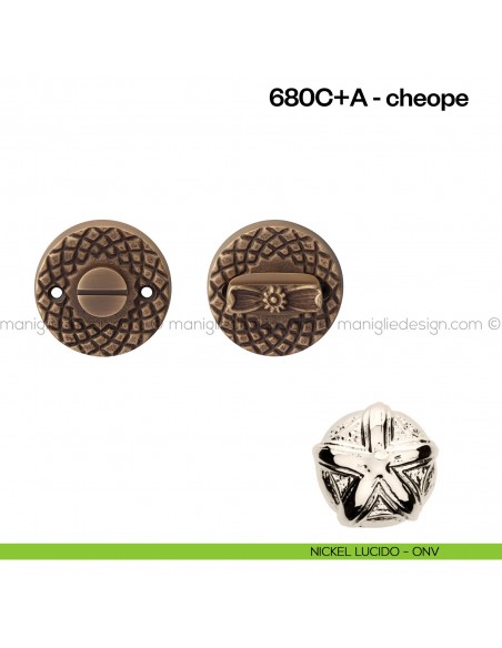 Nottolino per porta 680 Poggi Mariani su rosetta Cheope nickel lucido - ONV