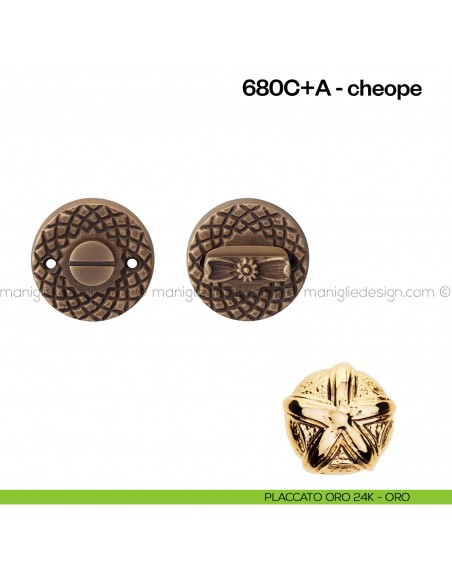 Nottolino per porta 680 Poggi Mariani su rosetta Cheope placcato oro 24K - ORO