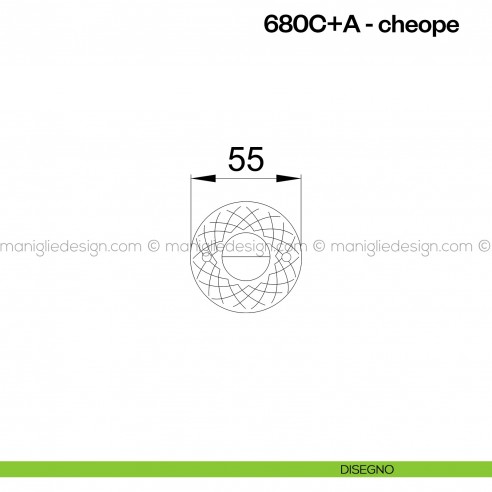 Nottolino per porta 680 Poggi Mariani su rosetta Cheope disegno