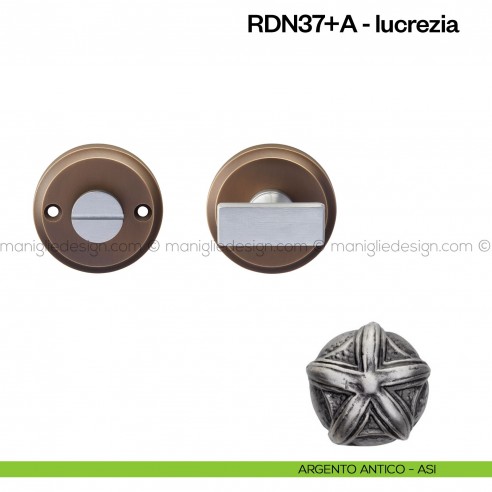 Nottolino per porta RDN Poggi Mariani su rosetta Aurora argento antico - ASI