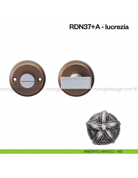 Nottolino per porta RDN Poggi Mariani su rosetta Aurora argento antico - ASI