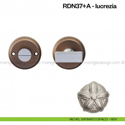 Nottolino per porta RDN Poggi Mariani su rosetta Aurora nickel satinato opaco - NVS