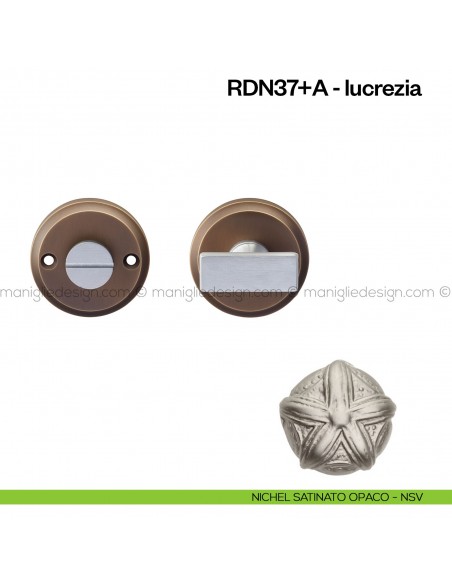 Nottolino per porta RDN Poggi Mariani su rosetta Aurora nickel satinato opaco - NVS