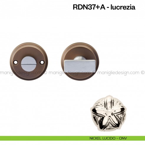 Nottolino per porta RDN Poggi Mariani su rosetta Aurora nickel lucido - ONV