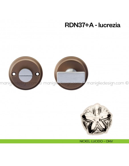 Nottolino per porta RDN Poggi Mariani su rosetta Aurora nickel lucido - ONV