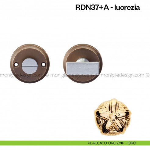 Nottolino per porta RDN Poggi Mariani su rosetta Aurora placcato oro 24K - ORO