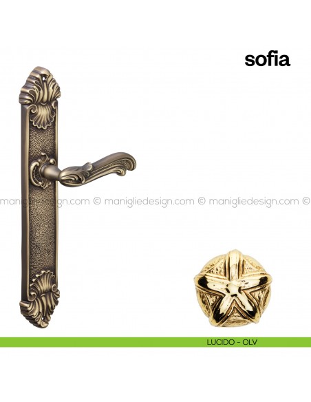 Maniglia per porta con placca Sofia Poggi Mariani lucido - OLV