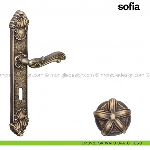 Maniglia per porta con placca Sofia Poggi Mariani bronzo satinato opaco - BSO foro patent