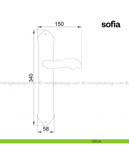 Maniglia per porta con placca Sofia Poggi Mariani cieca