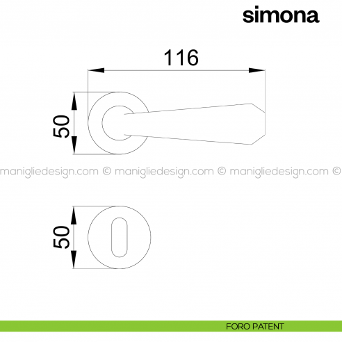 Maniglia per porta Simona Poggi Mariani con rosetta tonda foro patent