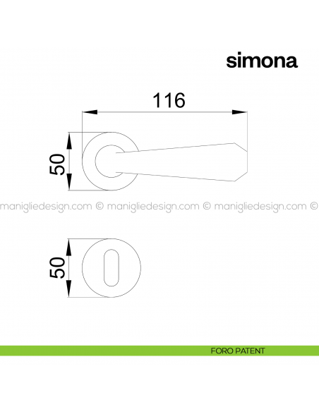Maniglia per porta Simona Poggi Mariani con rosetta tonda foro patent