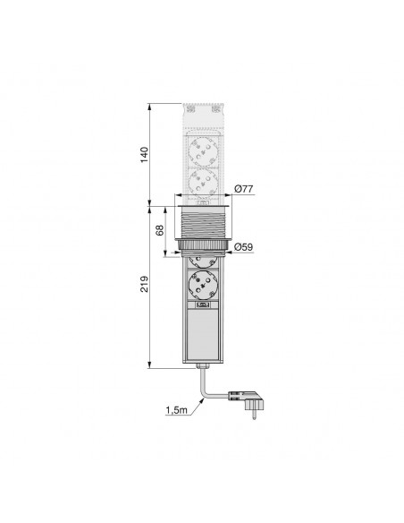 Emuca Multiconnettore Vertikal Push 60, Acciaio inossidabile, Acciaio e Tecnoplastica
