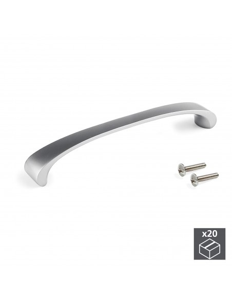 Emuca Maniglie per mobile, interasse 160 mm, Zama, Nichel satinato, 20 u.
