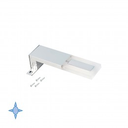 Emuca Applique LED per scpecchio da bagno Sagitarius 40 mm a luce fredda, 5 W, Cromato brillo, Tecnoplastica e Alluminio