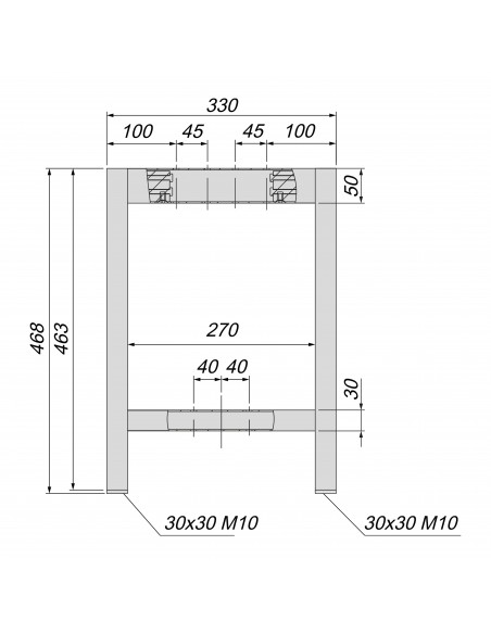 Emuca Gambe laterali per panca per spogliatoi, alluminio, anodizzato opaco, 3 un.