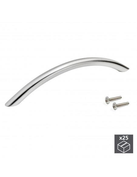 Emuca Maniglie per mobile, D. 10 mm, interasse 160 mm, Acciaio, Nichel satinato, 25 u.