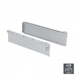 Emuca Kit cassetto per cucina Ultrabox, altezza 150 mm, prof. 400 mm, Acciaio, Grigio metallizzato, 10 u.