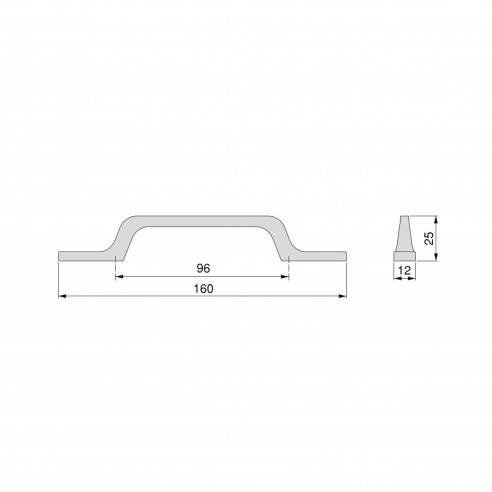 Emuca Maniglie per mobile, interasse 96 mm, Alluminio, Grigio scuro, 25 u.
