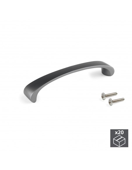 Emuca Maniglie per mobile, interasse 96 mm, Zama, Color Titanio, 20 u.