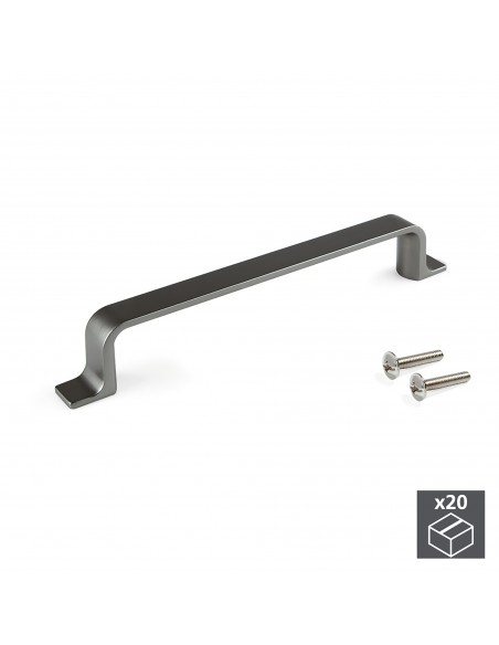 Emuca Maniglie per mobile, interasse 128 mm, Zama, Color Titanio, 20 u.
