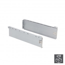Emuca Kit cassetto per cucina Ultrabox, altezza 150 mm, prof. 350 mm, Acciaio, Grigio metallizzato, 10 u.
