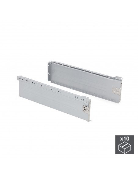 Emuca Kit cassetto per cucina Ultrabox, altezza 150 mm, prof. 350 mm, Acciaio, Grigio metallizzato, 10 u.