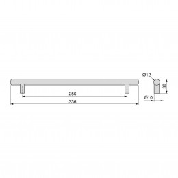Emuca Maniglie per mobile, interasse 256 mm, Acciaio inossidabile cavo, Verniciato nero, 20 u. 2