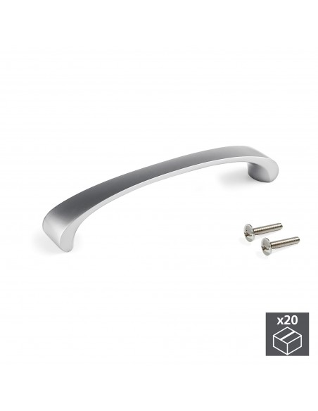 Emuca Maniglie per mobile, interasse 128 mm, Zama, Nichel satinato, 20 u.