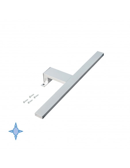 Emuca Applique LED per specchio di bagno, 450 mm, IP44, luce bianca fredda, Alluminio e Plastica, Cromo