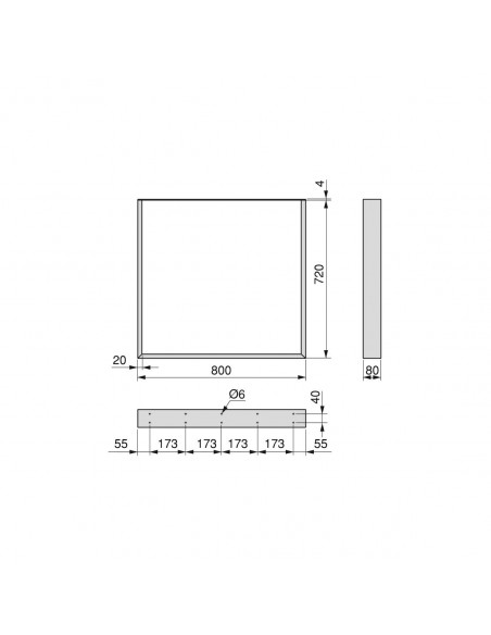 Emuca Set gambe da tavolo Square rettangolari, 720, Verniciato bianco, Acciaio