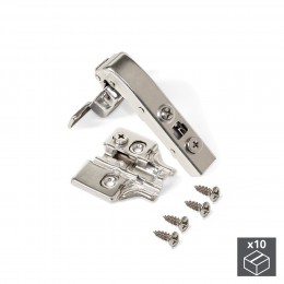 Emuca Cerniera a scodellino X91, chiusura ammortizzata, braccio angolare 90º, basetta a vite, Per vite, Nichelato