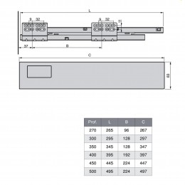 Emuca Kit cassetto per cucina Vantage-Q, altezza 204 mm, prof. 350 mm, con astine, chiusura soft, Acciaio, Bianco 2