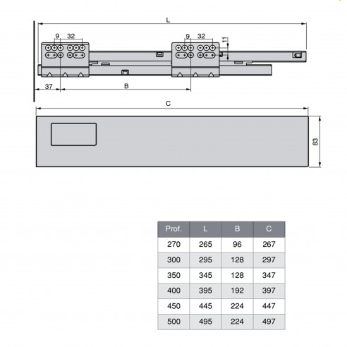 Emuca Kit cassetto per cucina Vantage-Q, altezza 204 mm, prof. 350 mm, con astine, chiusura soft, Acciaio, Bianco