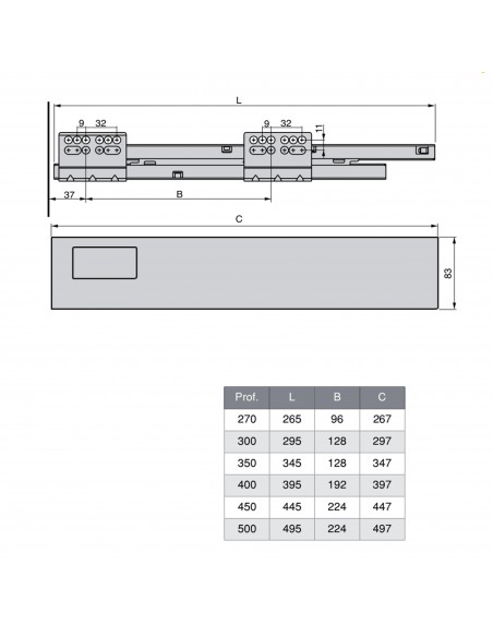 Emuca Kit cassetto per cucina Vantage-Q, altezza 204 mm, prof. 350 mm, con astine, chiusura soft, Acciaio, Bianco
