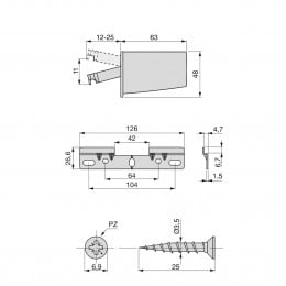 Emuca Reggipensile per moduli alti Hook, Plastica grigia, Acciaio e Tecnoplastica 2