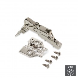 Emuca Cerniera a scodellino X91, chiusura amortizzata, apertura 165º, basetta a vite, Per vite, Nichelato, Acciaio