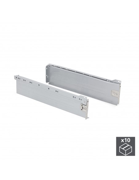Emuca Kit cassetto per cucina Ultrabox, altezza 118 mm, prof. 350 mm, Acciaio, Grigio metallizzato, 10 u.