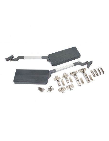 Emuca Braccetto per ante elevabile Agile Flap, 7,8 - 13 kg, Plastica grigio antracite, Acciaio