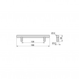 Emuca Maniglie per mobile, interasse 128 mm, Acciaio inossidabile cavo, Verniciato nero, 25 u. 2