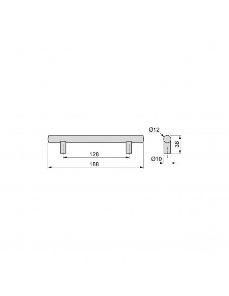 Emuca Maniglie per mobile, interasse 128 mm, Acciaio inossidabile cavo, Verniciato nero, 25 u.